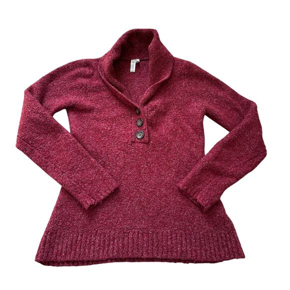 WOOBY red sweater, Wool Blend, 1/3 button up, size medium - Picture 1 of 8